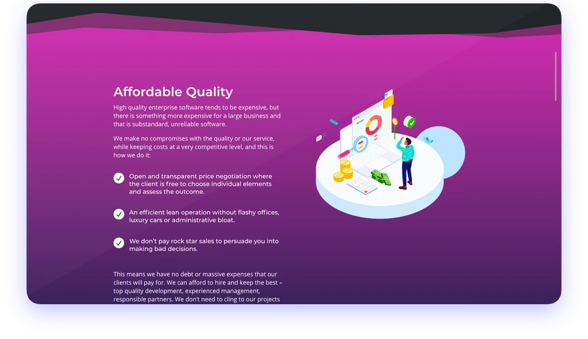 ReCorse website page "Affordable Quality" with an illustration