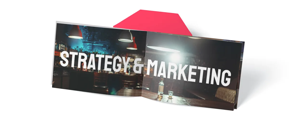 Booklet section divider reading "Strategy & Marketing"