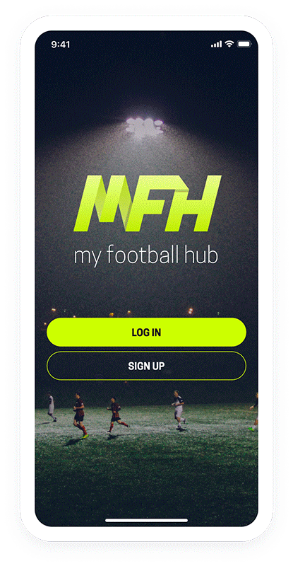 My Football Hub login screen on an iPhone